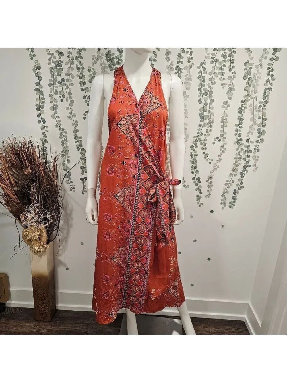 Kendall + Kylie Orange Boho Dress Size M - Picture 2 of 10